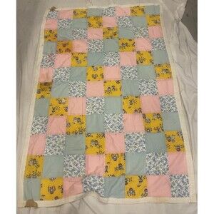 Vintage Homemade Crib Baby Patchwork Quilt Raggedy Ann Andy 33”x 50”